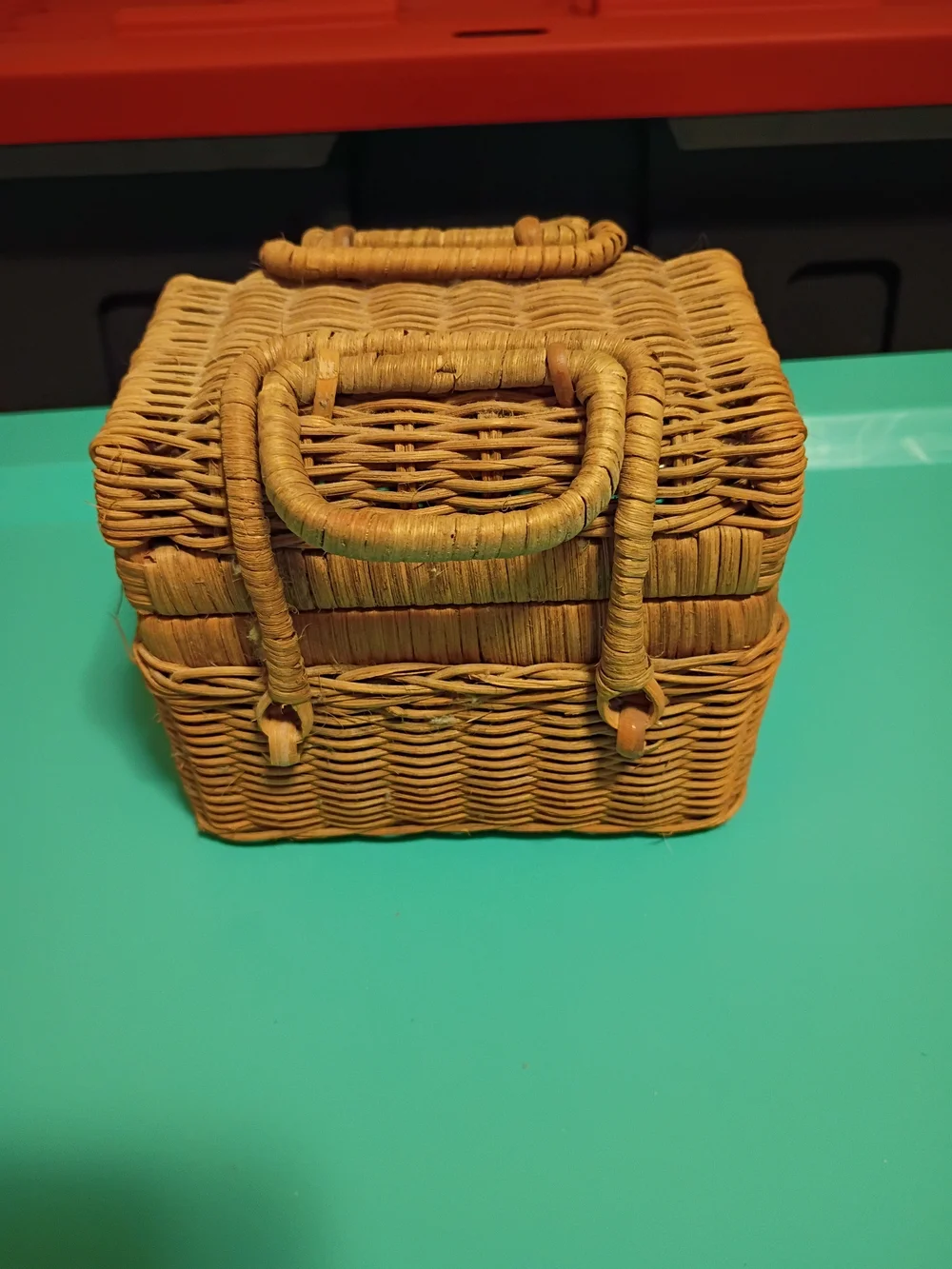 Woven Rattan Small Basket with Handle - Natural Brown